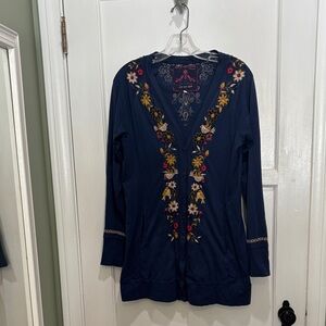 Johnny Was T shirt knit cardigan small